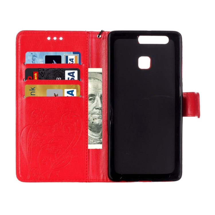 For Huawei P9 Heart Diamond Encrusted Flowers Embossing Horizontal Flip Leather Case with Holder & Card Slots & Wallet & Lanyard