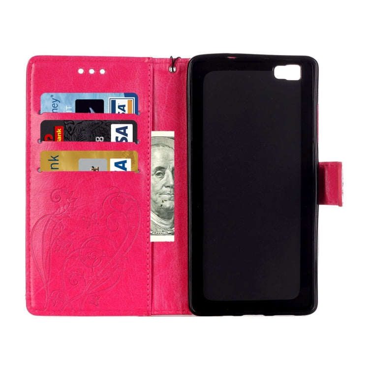 For Huawei P8 Lite Heart Diamond Encrusted Flowers Embossing Horizontal Flip Leather Case with Holder & Card Slots & Wallet & Lanyard