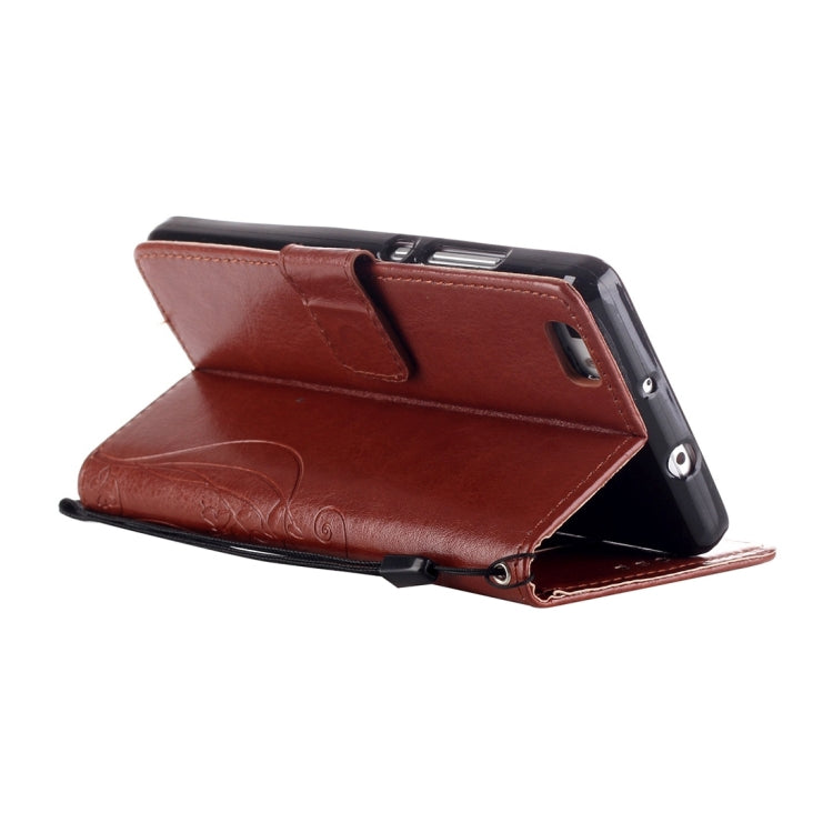 For Huawei P8 Lite Heart Diamond Encrusted Flowers Embossing Horizontal Flip Leather Case with Holder & Card Slots & Wallet & Lanyard