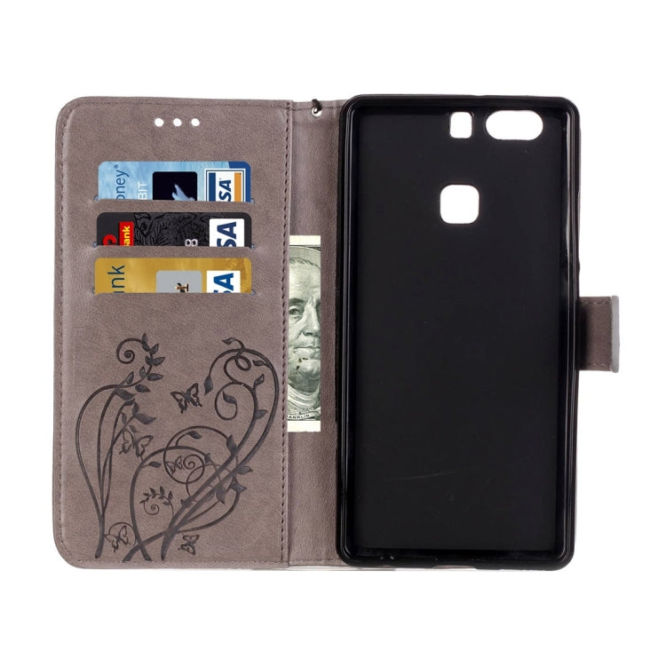 For Huawei P9 Plus Heart Diamond Encrusted Flowers Embossing Horizontal Flip Leather Case with Holder & Card Slots & Wallet & Lanyard