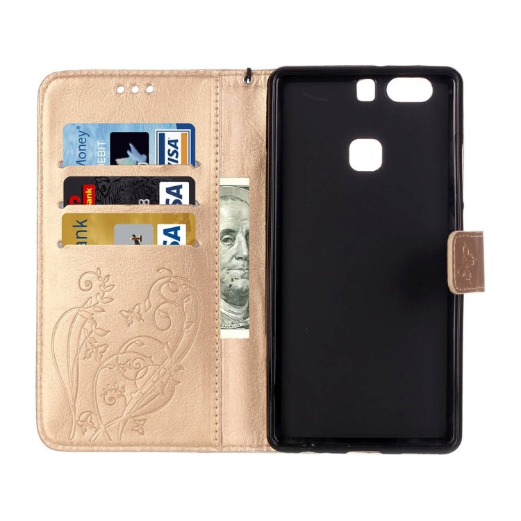 For Huawei P9 Plus Heart Diamond Encrusted Flowers Embossing Horizontal Flip Leather Case with Holder & Card Slots & Wallet & Lanyard