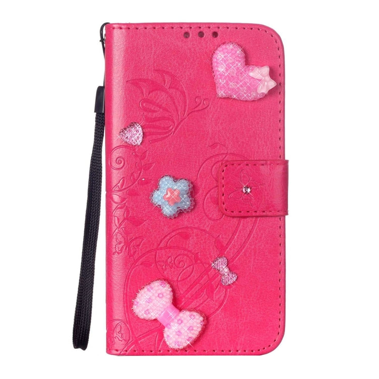 For Huawei P9 Plus Heart Diamond Encrusted Flowers Embossing Horizontal Flip Leather Case with Holder & Card Slots & Wallet & Lanyard