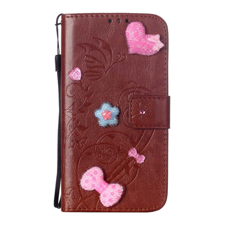 For Huawei P9 Plus Heart Diamond Encrusted Flowers Embossing Horizontal Flip Leather Case with Holder & Card Slots & Wallet & Lanyard