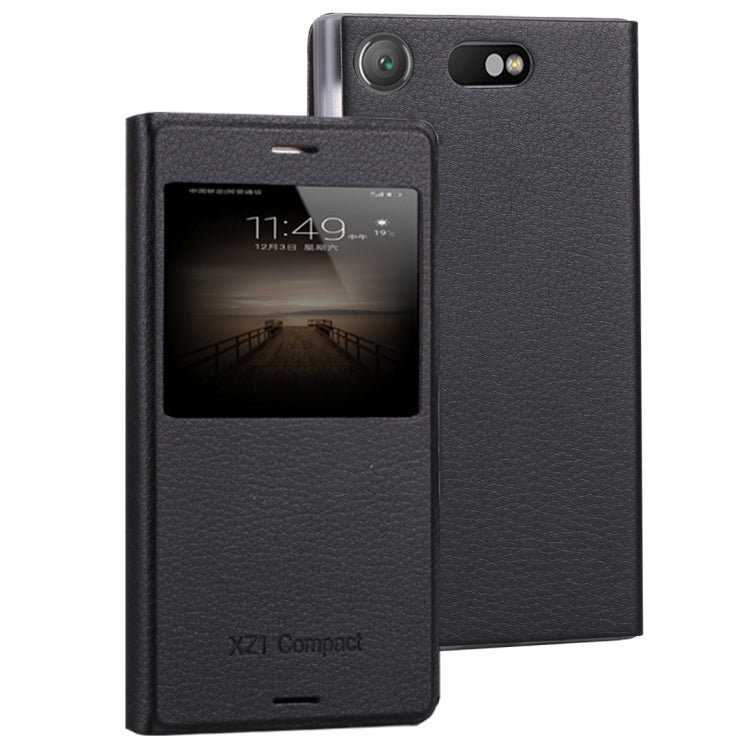 For Sony Xperia XZ1 Compact Litchi Texture Horizontal Flip Leather Case with Call Display ID
