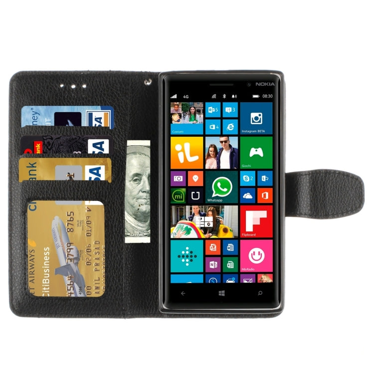 For Nokia Lumia 830 Litchi Texture Horizontal Flip Leather Case with Holder & Card Slots & Wallet & Photo Frame & Lanyard