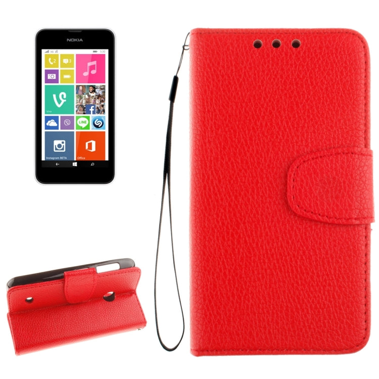 For Nokia Lumia 530 Litchi Texture Horizontal Flip Leather Case with Holder & Card Slots & Wallet & Photo Frame & Lanyard