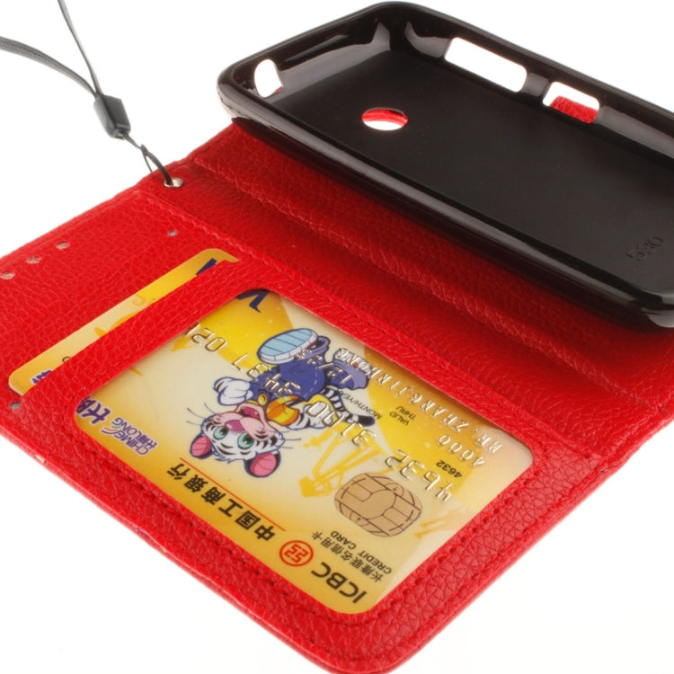 For Nokia Lumia 530 Litchi Texture Horizontal Flip Leather Case with Holder & Card Slots & Wallet & Photo Frame & Lanyard