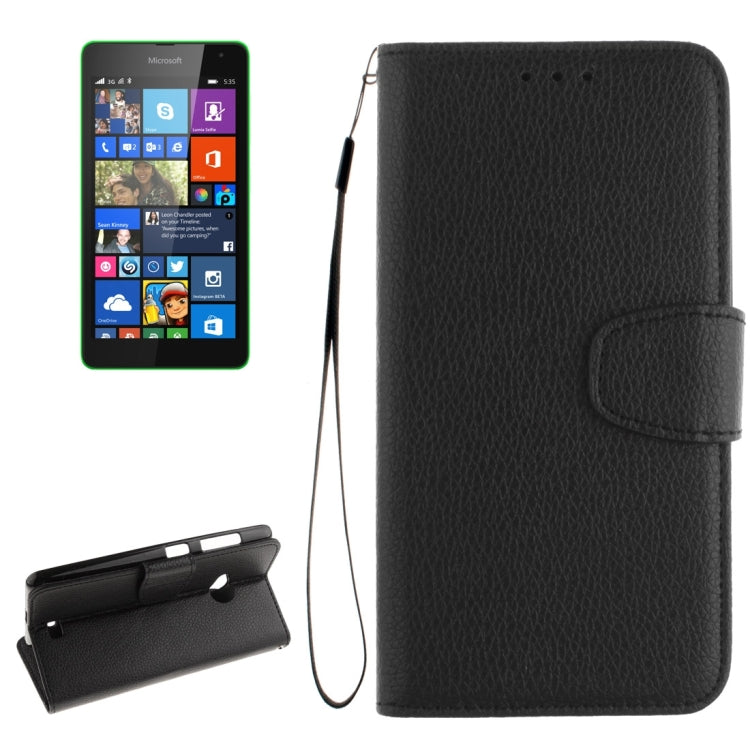 For Microsoft Lumia 535 Litchi Texture Horizontal Flip Leather Case with Holder & Card Slots & Wallet & Photo Frame & Lanyard