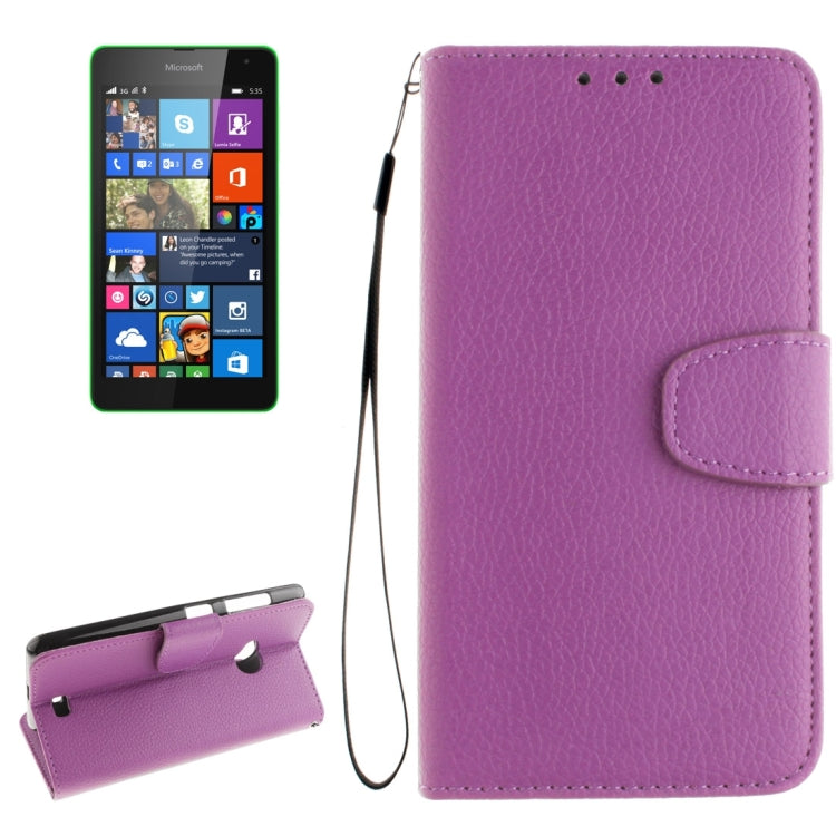 For Microsoft Lumia 535 Litchi Texture Horizontal Flip Leather Case with Holder & Card Slots & Wallet & Photo Frame & Lanyard