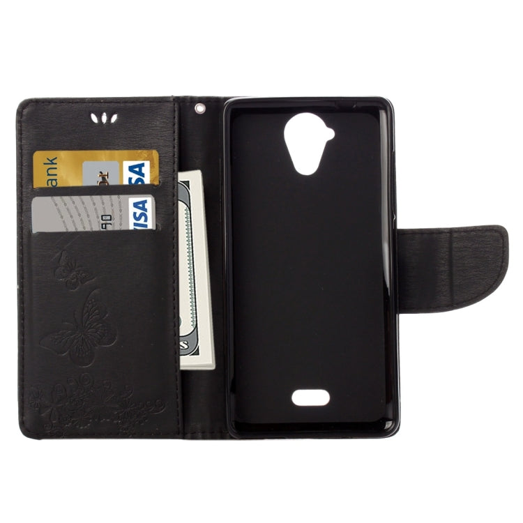 Pressed Flowers Butterfly Pattern Horizontal Flip Leather Case for Wiko U Feel Lite, with Magnetic Buckle & Holder & Card Slots & Wallet