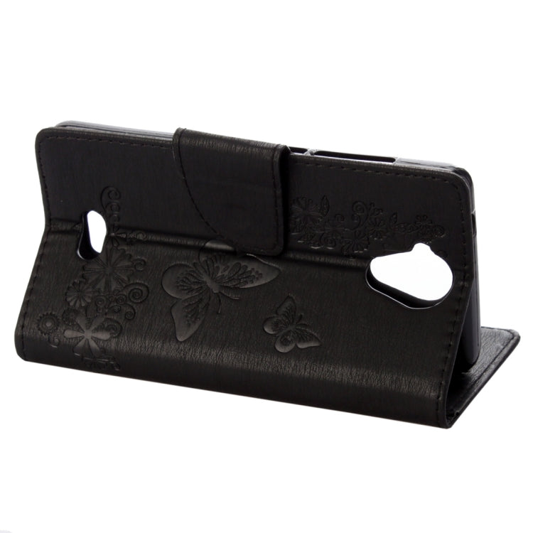 Pressed Flowers Butterfly Pattern Horizontal Flip Leather Case for Wiko U Feel Lite, with Magnetic Buckle & Holder & Card Slots & Wallet