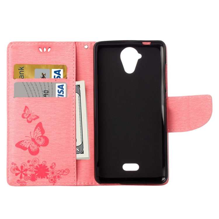 Pressed Flowers Butterfly Pattern Horizontal Flip Leather Case for Wiko U Feel Lite, with Magnetic Buckle & Holder & Card Slots & Wallet