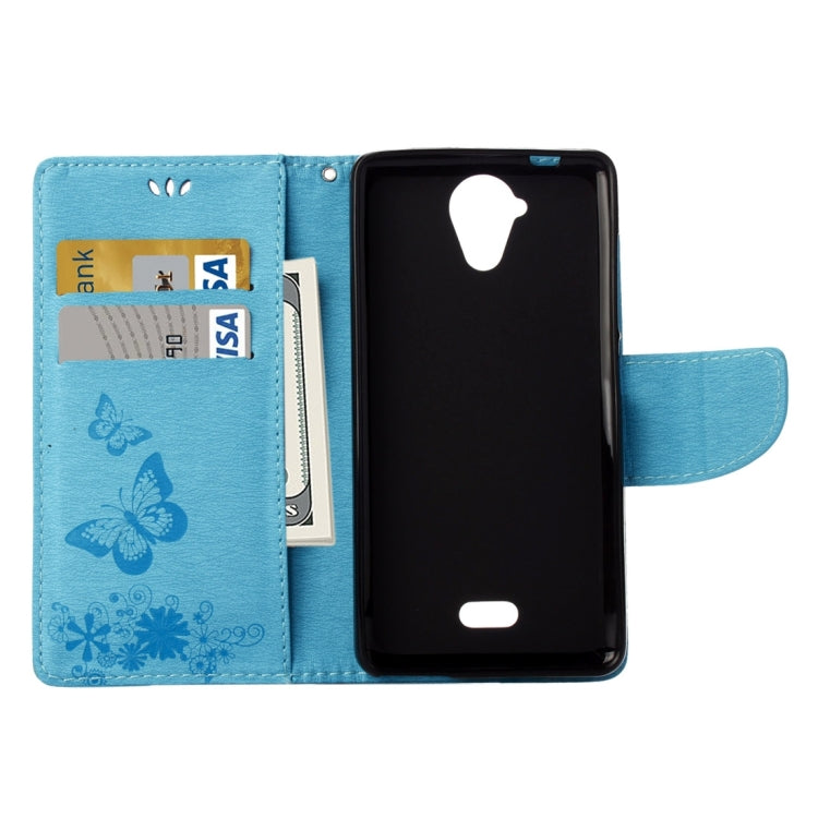 Pressed Flowers Butterfly Pattern Horizontal Flip Leather Case for Wiko U Feel Lite, with Magnetic Buckle & Holder & Card Slots & Wallet