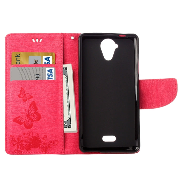 Pressed Flowers Butterfly Pattern Horizontal Flip Leather Case for Wiko U Feel Lite, with Magnetic Buckle & Holder & Card Slots & Wallet