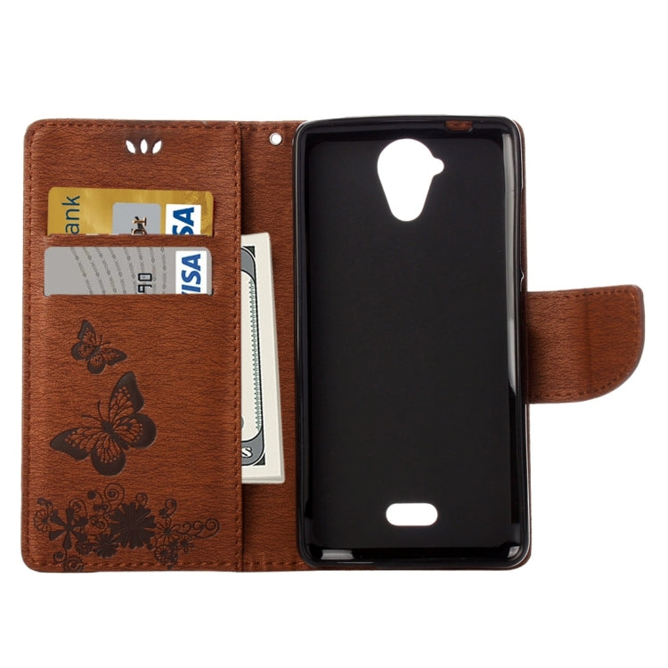 Pressed Flowers Butterfly Pattern Horizontal Flip Leather Case for Wiko U Feel Lite, with Magnetic Buckle & Holder & Card Slots & Wallet
