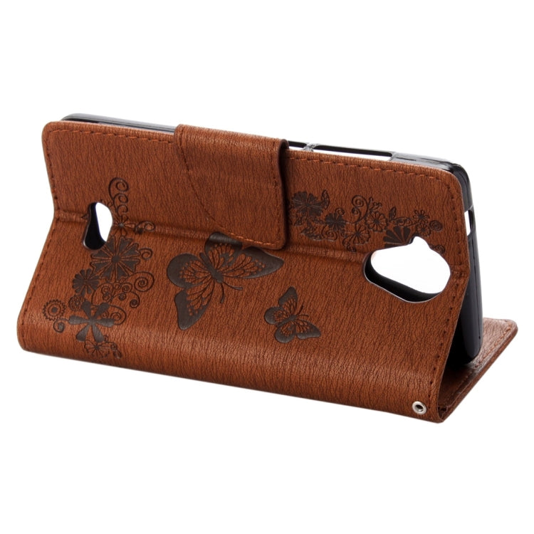 Pressed Flowers Butterfly Pattern Horizontal Flip Leather Case for Wiko U Feel Lite, with Magnetic Buckle & Holder & Card Slots & Wallet