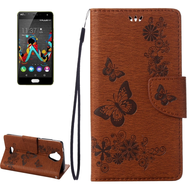Pressed Flowers Butterfly Pattern Horizontal Flip Leather Case for Wiko U Feel Lite, with Magnetic Buckle & Holder & Card Slots & Wallet