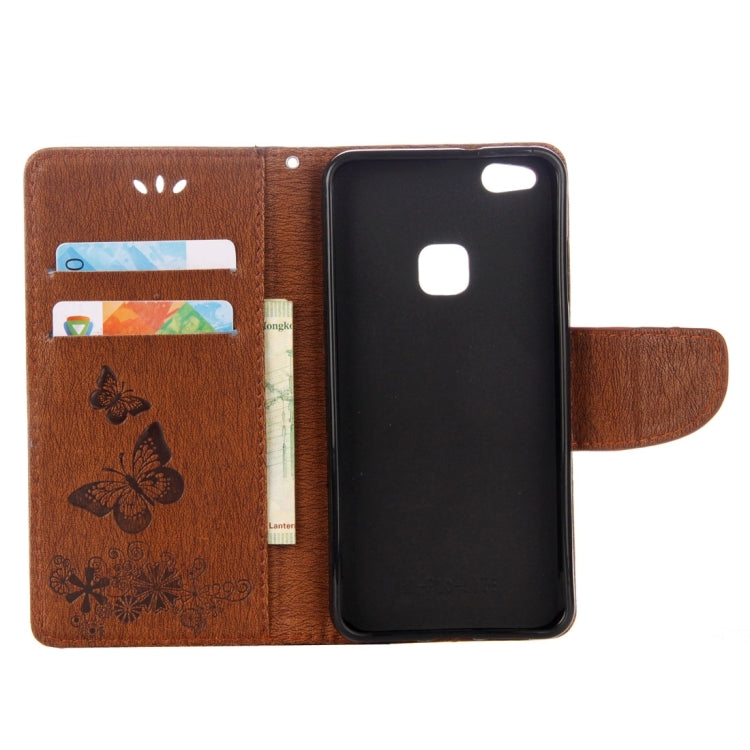 For Huawei P10 Lite Butterflies Embossing Horizontal Flip Leather Case with Holder & Card Slots & Wallet & Lanyard