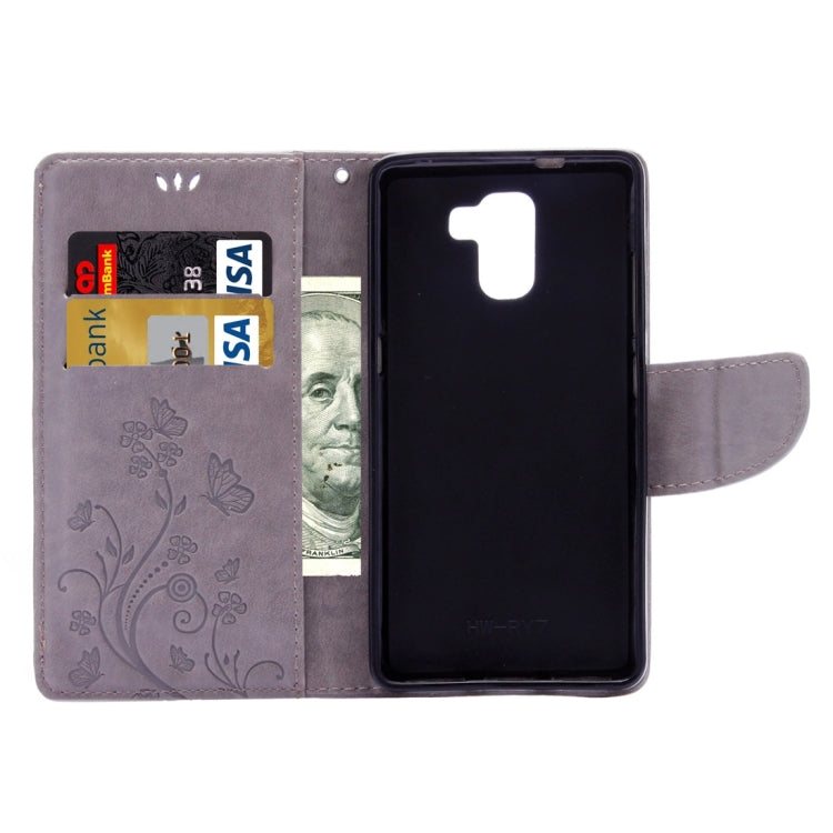 For Huawei Honor 7 Butterflies Embossing Horizontal Flip Leather Case with Holder & Card Slots & Wallet & Lanyard