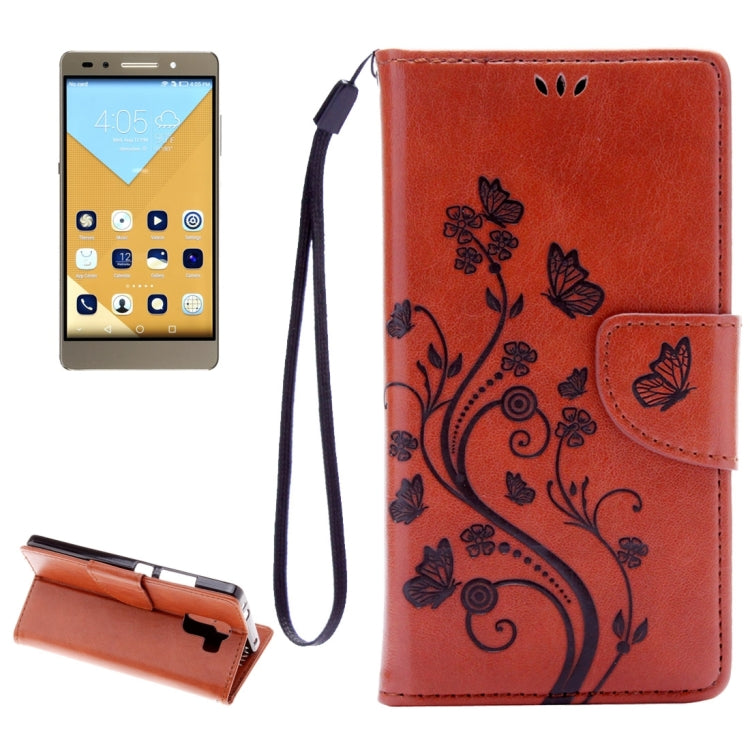 For Huawei Honor 7 Butterflies Embossing Horizontal Flip Leather Case with Holder & Card Slots & Wallet & Lanyard