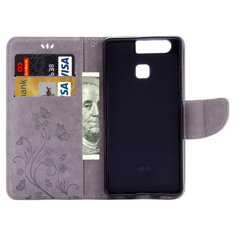 For Huawei P9 Butterflies Embossing Horizontal Flip Leather Case with Holder & Card Slots & Wallet & Lanyard