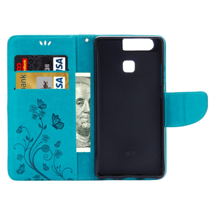 For Huawei P9 Butterflies Embossing Horizontal Flip Leather Case with Holder & Card Slots & Wallet & Lanyard