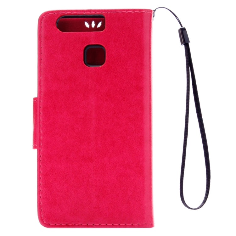 For Huawei P9 Butterflies Embossing Horizontal Flip Leather Case with Holder & Card Slots & Wallet & Lanyard