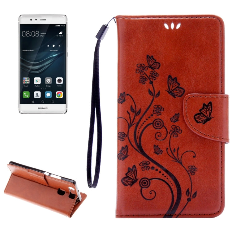 For Huawei P9 Butterflies Embossing Horizontal Flip Leather Case with Holder & Card Slots & Wallet & Lanyard