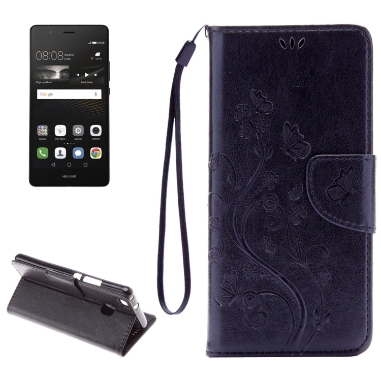 For Huawei P9 Lite Butterflies Embossing Horizontal Flip Leather Case with Holder & Card Slots & Wallet & Lanyard
