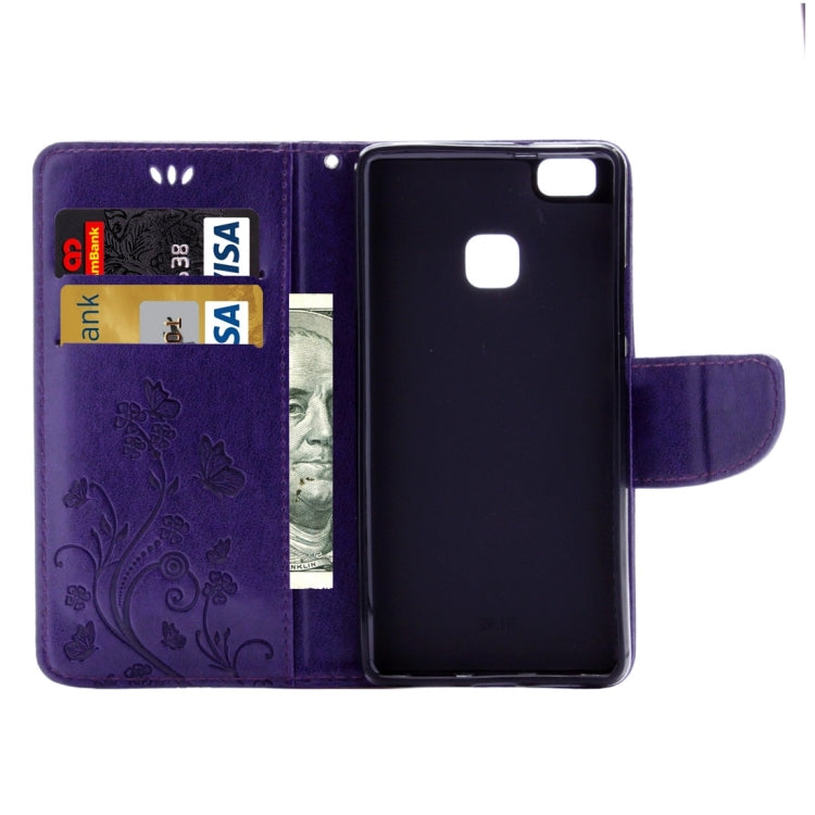 For Huawei P9 Lite Butterflies Embossing Horizontal Flip Leather Case with Holder & Card Slots & Wallet & Lanyard