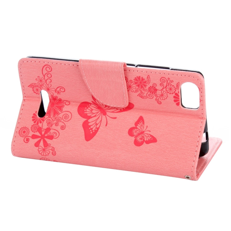 Butterflies Embossing Horizontal Flip Leather Case for Wiko Fever SE, with Holder & Card Slots & Wallet & Lanyard