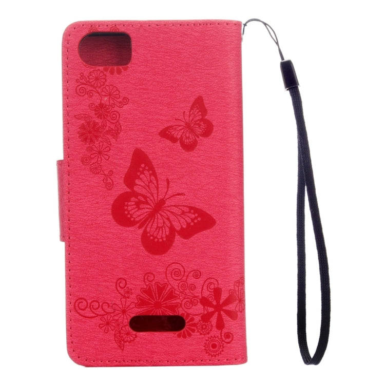 Butterflies Embossing Horizontal Flip Leather Case for Wiko Fever SE, with Holder & Card Slots & Wallet & Lanyard