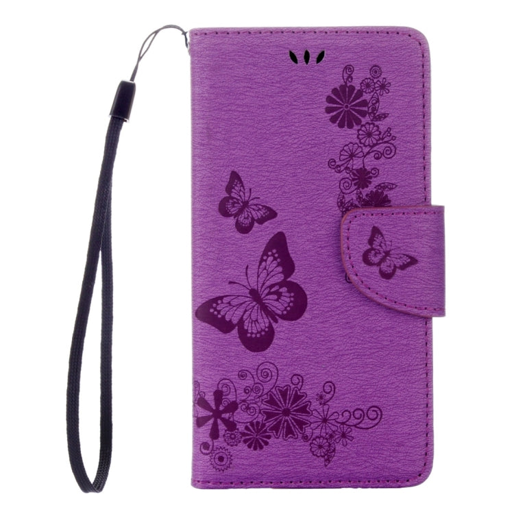 Butterflies Embossing Horizontal Flip Leather Case for Wiko Fever SE, with Holder & Card Slots & Wallet & Lanyard