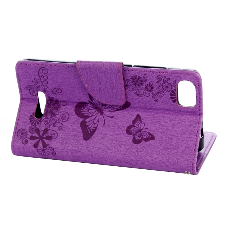 Butterflies Embossing Horizontal Flip Leather Case for Wiko Fever SE, with Holder & Card Slots & Wallet & Lanyard