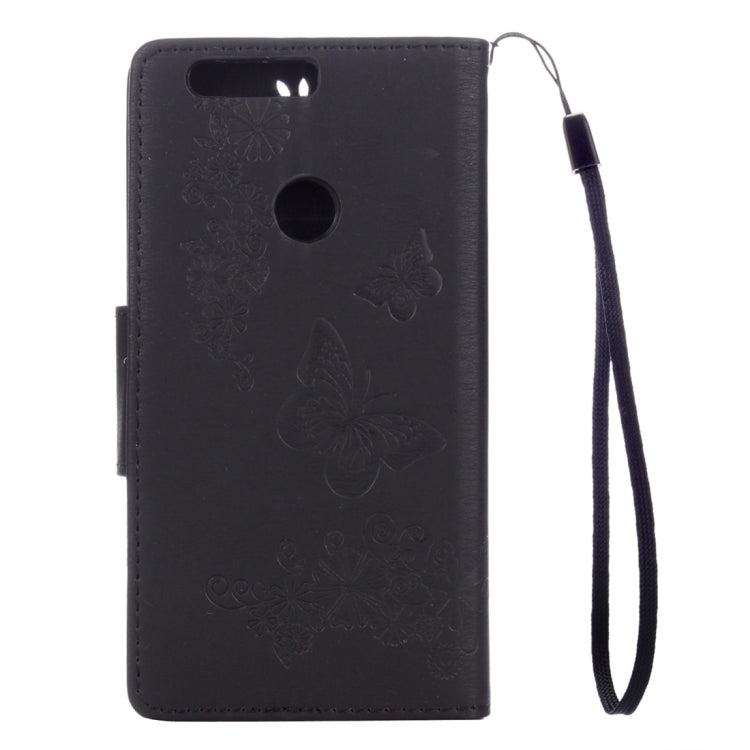 For Huawei Honor 8 Butterflies Embossing Horizontal Flip Leather Case with Holder & Card Slots & Wallet & Lanyard
