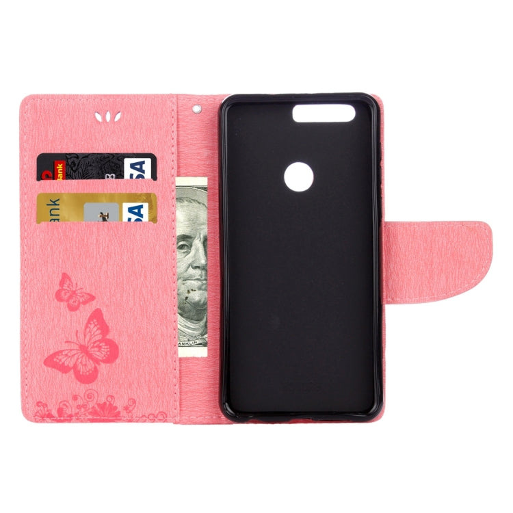 For Huawei Honor 8 Butterflies Embossing Horizontal Flip Leather Case with Holder & Card Slots & Wallet & Lanyard