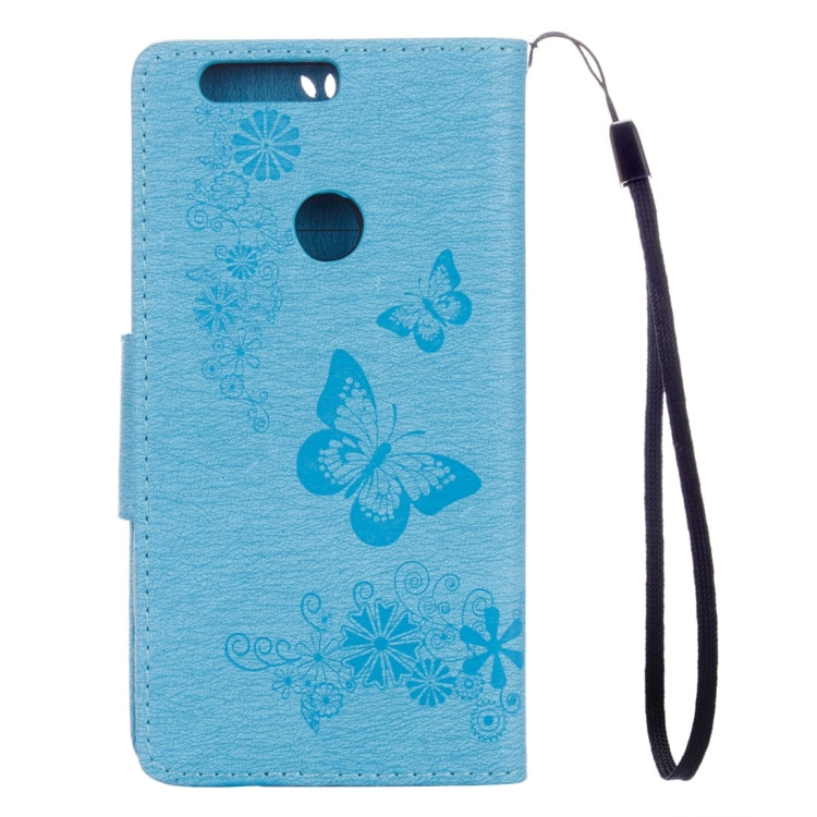 For Huawei Honor 8 Butterflies Embossing Horizontal Flip Leather Case with Holder & Card Slots & Wallet & Lanyard