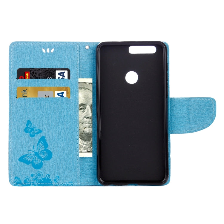 For Huawei Honor 8 Butterflies Embossing Horizontal Flip Leather Case with Holder & Card Slots & Wallet & Lanyard