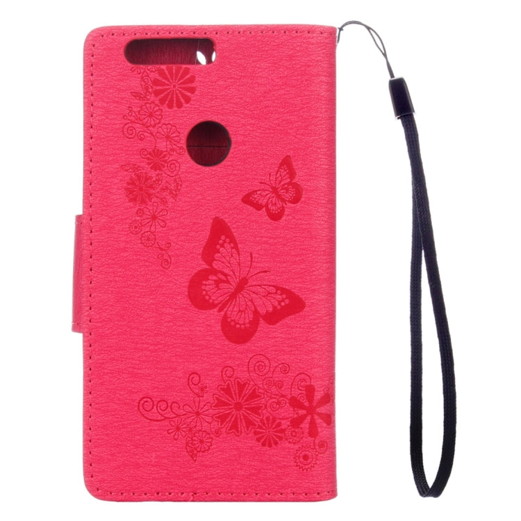 For Huawei Honor 8 Butterflies Embossing Horizontal Flip Leather Case with Holder & Card Slots & Wallet & Lanyard