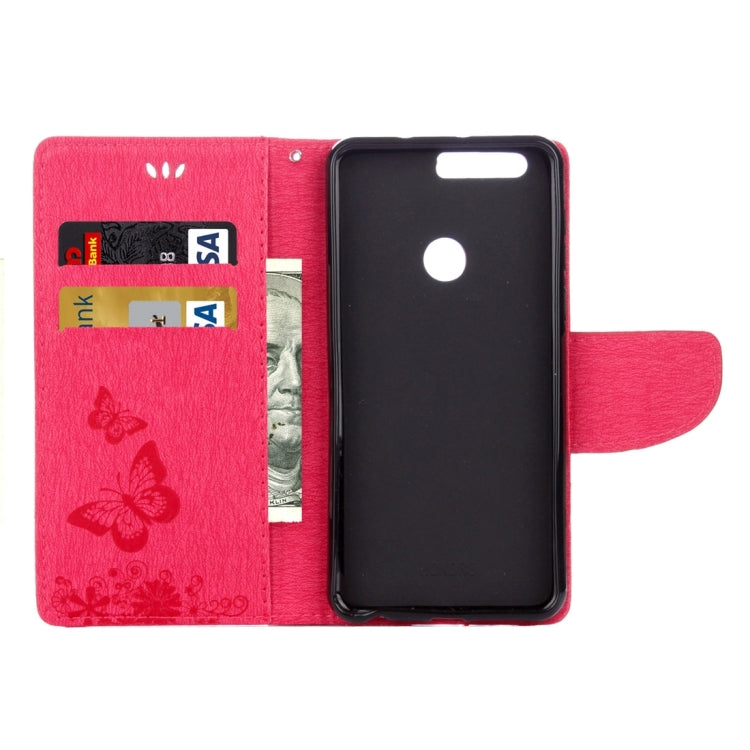 For Huawei Honor 8 Butterflies Embossing Horizontal Flip Leather Case with Holder & Card Slots & Wallet & Lanyard