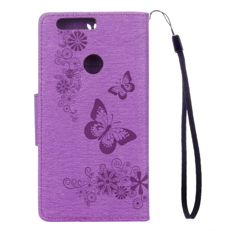 For Huawei Honor 8 Butterflies Embossing Horizontal Flip Leather Case with Holder & Card Slots & Wallet & Lanyard