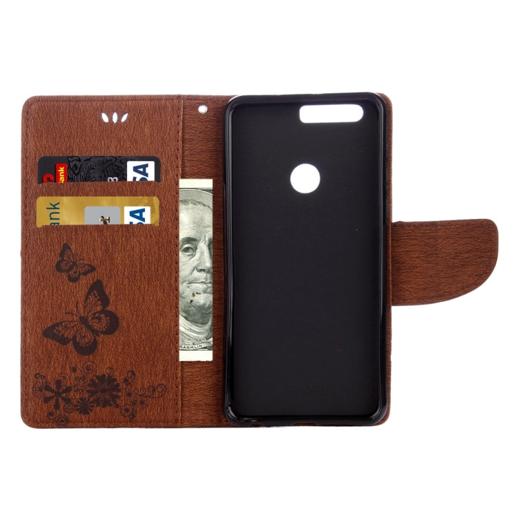 For Huawei Honor 8 Butterflies Embossing Horizontal Flip Leather Case with Holder & Card Slots & Wallet & Lanyard