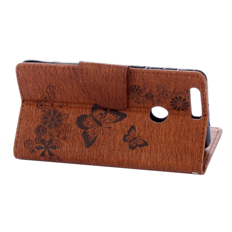 For Huawei Honor 8 Butterflies Embossing Horizontal Flip Leather Case with Holder & Card Slots & Wallet & Lanyard