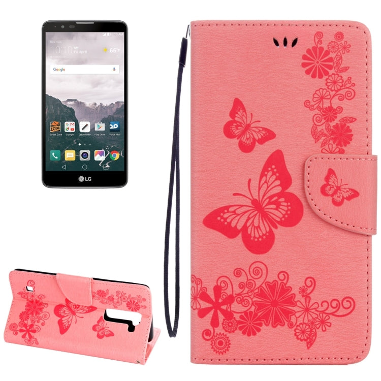 For LG Stylo 2 / LS775 Butterflies Embossing Horizontal Flip Leather Case with Holder & Card Slots & Wallet & Lanyard