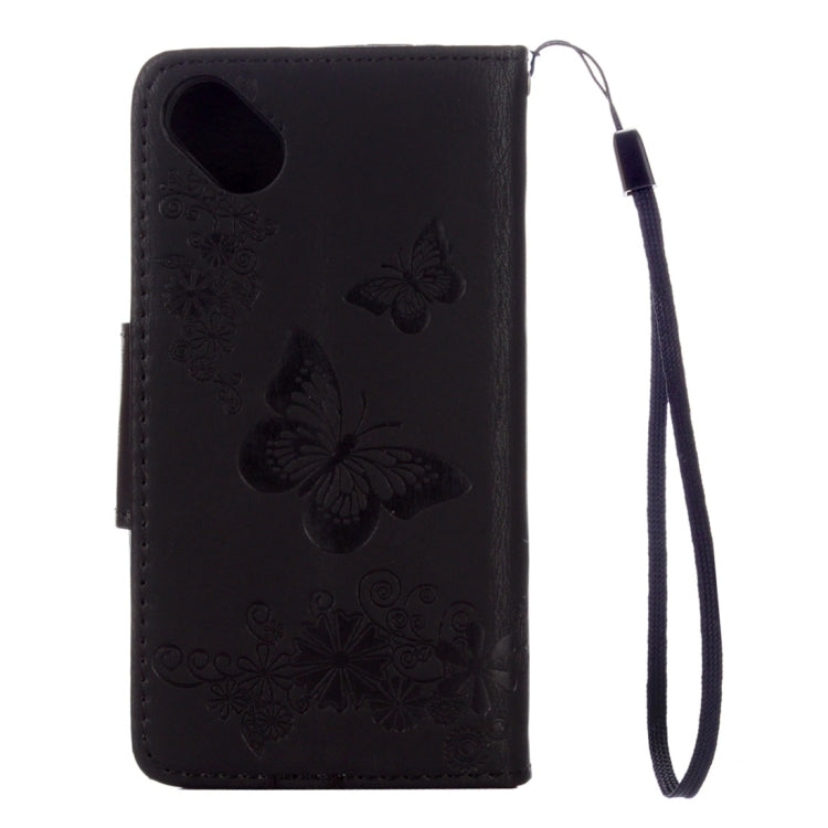 Butterflies Embossing Horizontal Flip Leather Case for Wiko Sunny, with Holder & Card Slots & Wallet & Lanyard