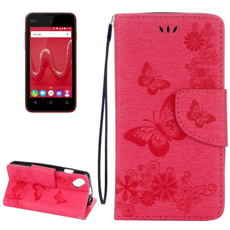 Butterflies Embossing Horizontal Flip Leather Case for Wiko Sunny, with Holder & Card Slots & Wallet & Lanyard