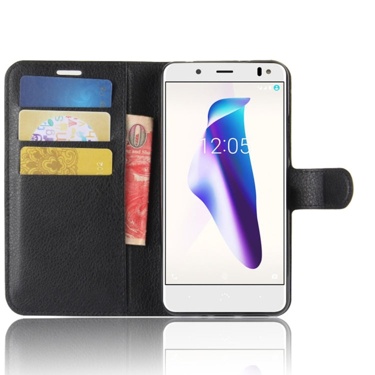 For BQ Aquaris V Litchi Texture Horizontal Flip Leather Case with Holder & Card Slots & Wallet