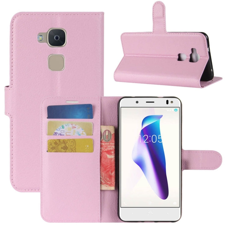 For BQ Aquaris V Litchi Texture Horizontal Flip Leather Case with Holder & Card Slots & Wallet