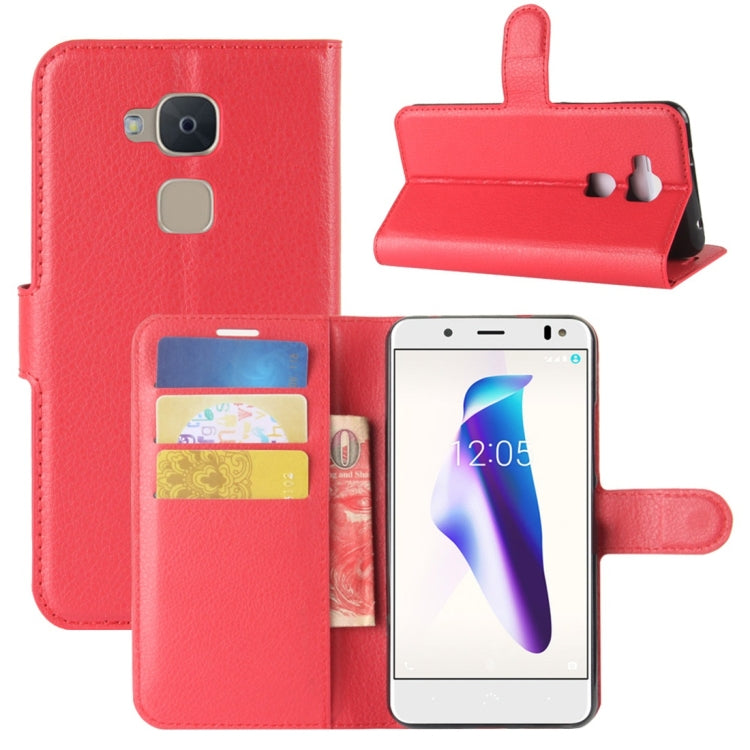 For BQ Aquaris V Litchi Texture Horizontal Flip Leather Case with Holder & Card Slots & Wallet