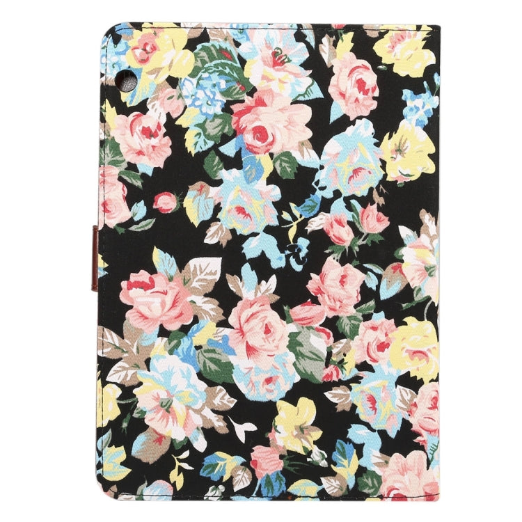 For Huawei MediaPad M3 Lite 10 inch Flower Pattern Cloth Surface PC Horizontal Flip Leather Protective Case with Holder & Card Slots & Wallet & Photo Frame